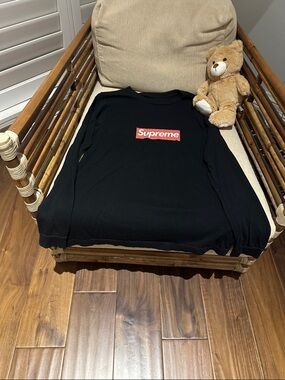 Supreme Black Long Sleeve Tee with Red Logo